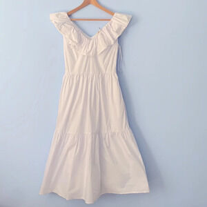 Vineyard Vines made in Italy white tired Maxi dress scalloped trim NWOT preppy